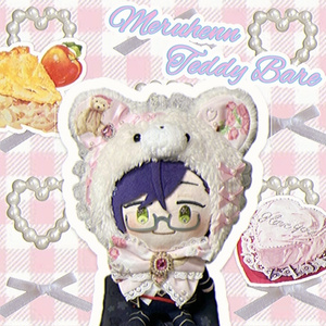 ねこ☆様　はぴぬい　ぬい服　レザースーツ　ネックレス ハンドメイド☆ちびぐるみ用 アクセサリー☆ネックレス 猫ミミ