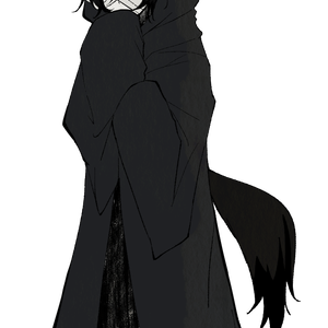 【フリー立ち絵素材】黒ローブ獣耳人外【差分なし】