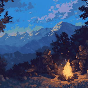 ドット絵。ファンタジーな焚き火のアニメーション。動画素材