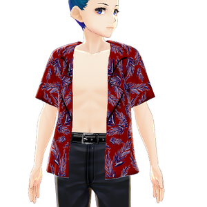 Red open shirt with pattern