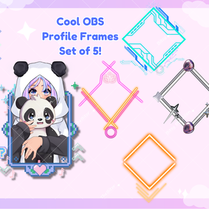 クールな Vtuber ゲーマー プロフィール フレーム | ゲームやフェイスカメラ用の Twitch ストリーマー フレーム 5 個セット