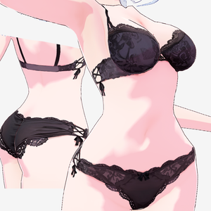 【Vroid】black lace panties＆ brassiere 黒レースパンツ・ブラ