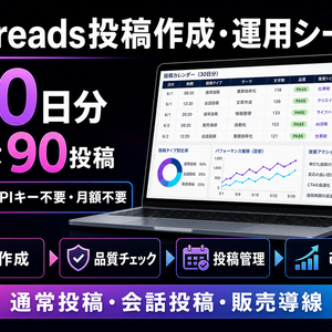 Threads投稿作成・運用シート｜30日分最大90件