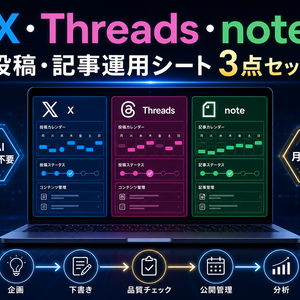 X・Threads・note 投稿作成・運用シート 3点セット