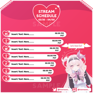 Beautiful Stream Schedule | Vtuber Schedule | PSD included