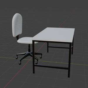 デスク＆チェアセット 3Dモデル