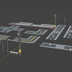 【LowPoly City Kit】ローポリ街路・道路セット（電柱・信号機・道路パーツ）