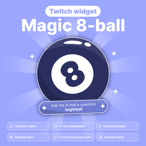 Interactive Magic 8 Ball Twitch Widget Game: Animated VTuber Streaming Overlay (Digital Download)