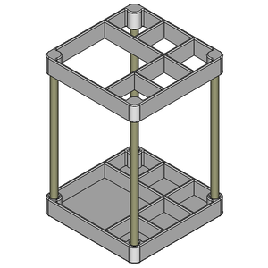 【ツールスタンド】40mm×40mm-1セル／20mm×20mm-5セル（上下パーツ）【STL、STEP】