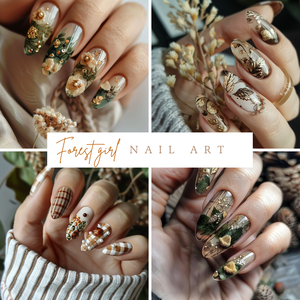 🌲【ネイル参考デザイン】Forest girl nail｜森の少女のナチュラルネイル11点セット🌲