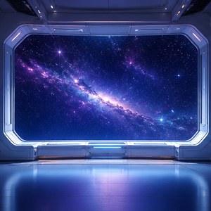 【サイズ選択】宇宙ステーション展望室 背景素材｜商用利用可
