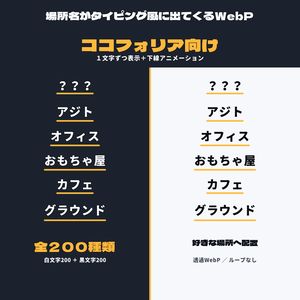 【WebP】場所名がタイピング風に出てくるWebPー200種類（400枚）【ココフォリア】