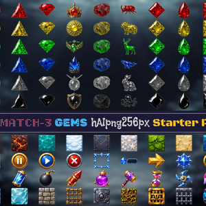 Match3 GEMS hAIpng256px - Free Starter Pack (95 pcs)