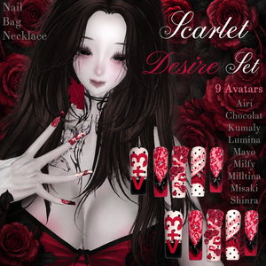 [VRChat] +9アバター対応+ Scarlet Desire Set (Nail, Necklace, Bag)