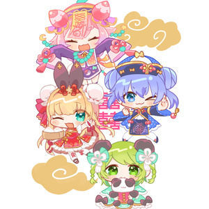 ロリ組チャイナ台座付きアクリルキーホルダー