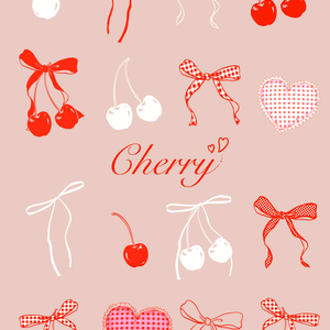 推し活にぴったり🍒🎀さくらんぼ×リボンイラスト素材セット｜トレカ・ファンレターに♡