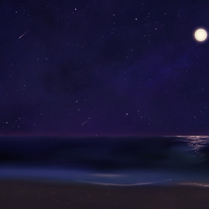無料イラスト「夜の海」