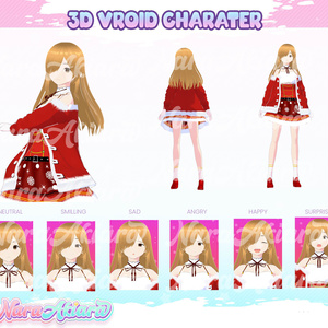 3D Vroid Model, Vroid Commission, Vroid Model, Vroid Character - Enchanting Festive Character 3D Vroid Model Anime Rukia Christmas Girl for Virtual Worlds