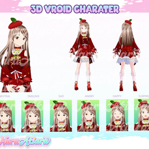 3D Vtuber Model, Vtuber Design, Vroid Character, Vroid Commission - Festive and Adorable 3D Vroid Model Anime Nachacha Christmas Girl