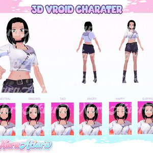 3D Vroid Model, 3d Model Commission, 3d Model, Vtuber Model, Vtuber Model Free - Professional 3D Vroid Character Black Short Hair Emo Anime Girl Art for Streamers