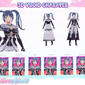 3D Vroid Model, 3d Model Commission, Vtuber Model, Vroid, Vtuber Model Free - 3D Vroid Avatar Blue Braided Hair Anime Girl for Streamers Model