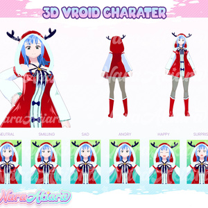 3D Vroid Model, 3d Model Commission, Vtuber Model, Vroid - Enhance Your Streaming with a 3D Vroid Character Anime Girl With Christmas Jacket