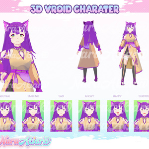 3D Vroid Character, Vtuber Model, 3d Model Commission, Vroid, 3d Model - Elevate Your Streams with a 3D Vroid Model Anime Purple Hair Cat Girl