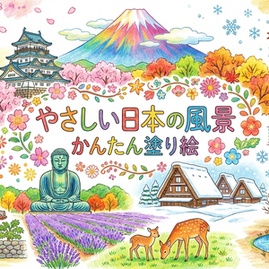 【やさしい大人の塗り絵】やさしい日本の風景 かんたん塗り絵
