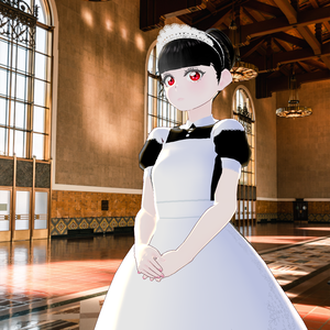 【Vroid】Juwel08：黒髪赤目メイド風ジュエル【法人利用可】