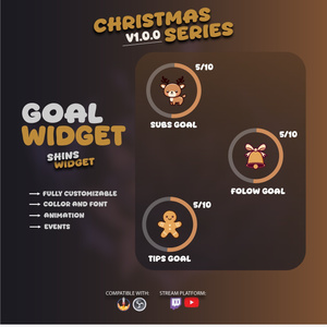 Round Goal Widget for Twitch & YouTube | Streamelement - Christmas Edition | Brown (v1.1.0)
