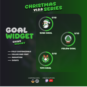 Round Goal Widget for Twitch & YouTube | Streamelement - Christmas Edition | Green