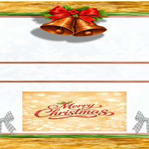 クリスマスカード用デザインフレーム｜雪背景・木枠・ベル装飾｜PNG素材