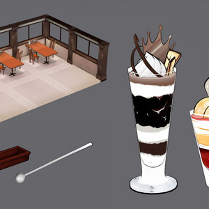 パフェと喫茶店【3DCG・MMD】