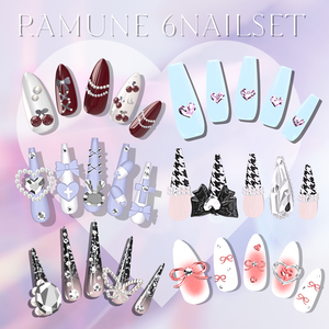 【1/3までSALE🎀】ラムネちゃん対応６種類ネイルチップセット【フルパックはおまけネイル付き】