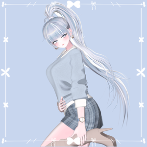 【MAMOMING Hair_001 Poni Tail】 - Highlights Color Texture