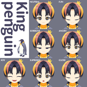 【アニメ風3Dモデル/VRM】鳥の擬人化キングペンギン
