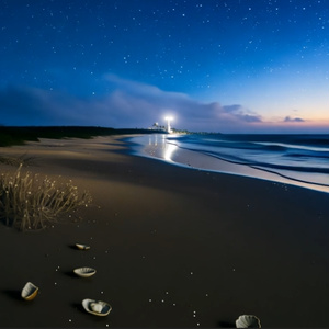 夜の海辺の動画。4K高画質版