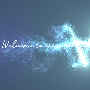 【動画素材】らせん軌道のパーティクルで現れる「Welcome to Our Wedding!」【ネイビーブルー】[Stock Video] Spiral Trails of Glitter Particles, Navy Blue BG