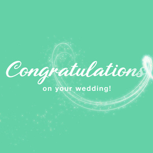 【クレジット表記不要の高解像度版】キラキラ魔法のパーティクルでCongratulations on Your Wedding!【ターコイズグリーン】[High-res version with no attribution required] Magical Fairy Dust on Turquoise Green Background