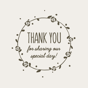 【クレジット表記不要の高解像度版】手書きフラワーリースの「Thank You for Sharing Our Special Day!」[High-res version with no attribution required] Simple Hand Drawn Flower Wreath