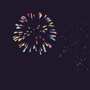 【動画素材】アニメ・カートゥーン系かわいい打ち上げ花火のアニメーション [Stock Video] Loop Fireworks Animation in Cartoon Style