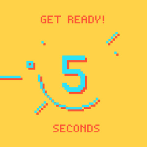 【動画素材】ファミコン風 ドット絵のカウントダウン【イエロー】[Stock Video] Retro Game Pixel Art Countdown on Yellow Background