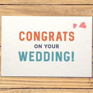 【クレジット表記不要の高解像度版】レタープレスのメッセージカード 「Congrats on Your Wedding!」【ストップモーション】[High-res version with no attribution required] Congrats on Your Wedding! Letterpress Greeting Card in Stop Motion