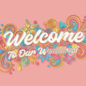 【クレジット表記不要の高解像度版】ペーパークイリング風のおしゃれな「Welcome to Our Wedding!」[High-res version with no attribution required] Welcome to Our Wedding! Animated Paper Quilling Style Typography