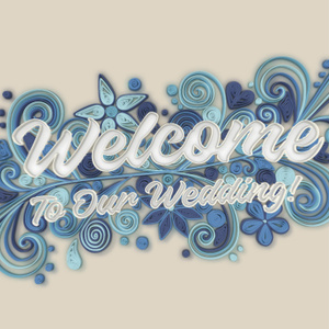 【動画素材】ペーパークイリング風のおしゃれな「Welcome to Our Wedding!」【ブルー】[Stock Video] Welcome to Our Wedding! Animated Blue Paper Quilling Typography