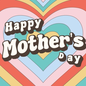 【クレジット表記不要の高解像度版】母の日にグルービーでレトロなハート背景の「Happy Mother's Day」[High-res version with no attribution required] Happy Mother's Day, Retro Typography on Groovy Hearts Background