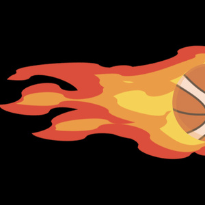 【動画素材】バスケットボールが炎を纏って飛んでいるアニメーション【黒背景】[Stock Video] Flying Basketball with Fire Flames on Black Background, Loop Animation