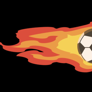 【動画素材】サッカーボールが炎を纏って飛んでいるアニメーション【黒背景】[Stock Video] Flying Soccer Ball with Fire Flames on Black Background, Loop Animation