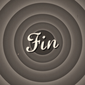 【動画素材】古い白黒フランスアニメーション風の丸背景と「Fin」[Stock Video] Fin, Vintage Black and White French Animation End Screen on Circle Background