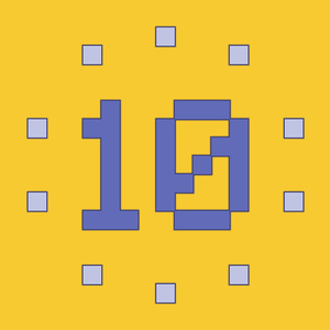 【動画素材】粗いピクセルのドット絵カウントダウン【イエロー背景】[Stock Video] Countdown Animation Made of Big Pixels on Yellow Background